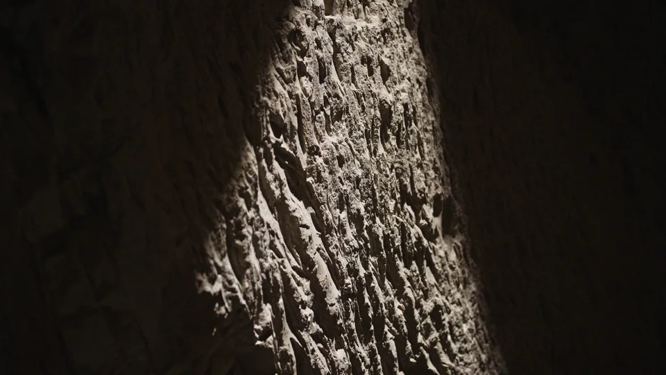 Reflective art installation in a chalk cellar
