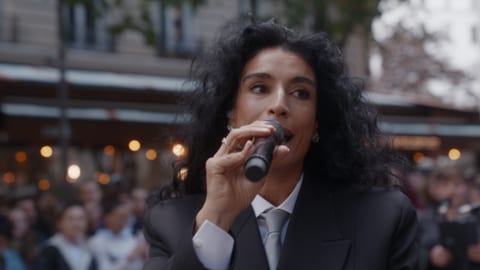 Woman performing on stage